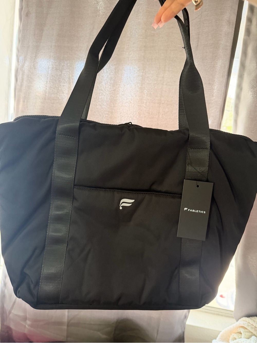 Fabletics Black Nylon Duffel Tote